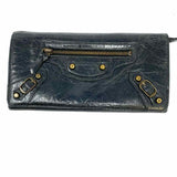 BALENCIAGA Classic City Money DARK GRAY Accordion Studded Leather Wallet