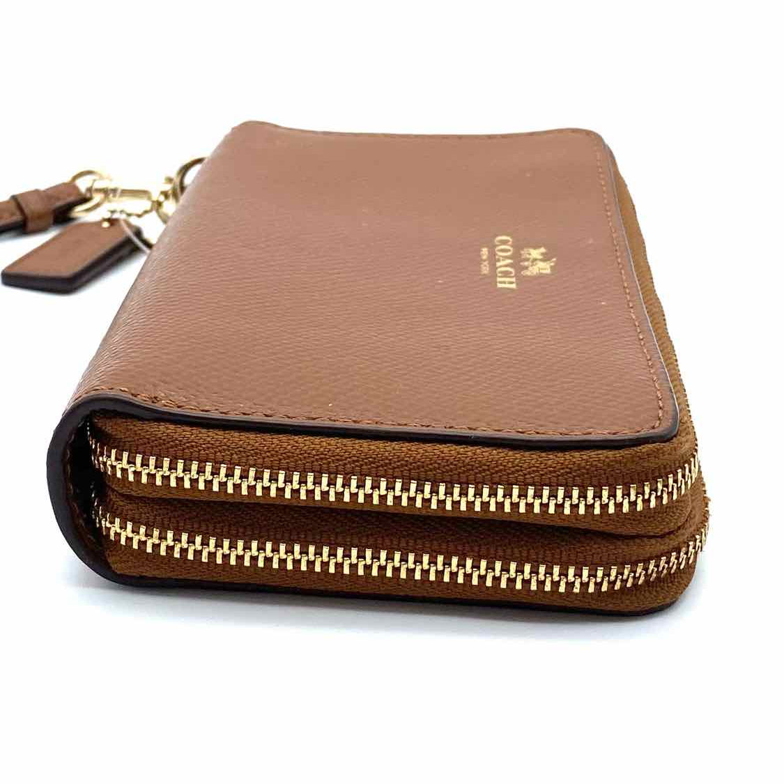 Coach Brown Wristlet Saffiano Leather Wallet