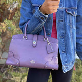 Coach Mercer 30 Purple Top Handle Turnlock Pebbled Leather Satchel