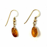 Gold Tone Beaded 1.25" Dangle Amber Earrings