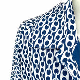 Flora Bea Briar Women's Navy Size M Button Down Chain Print Long Sleeve