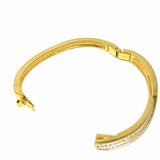 Swarovski Gold Tone White Hinged Crisscross Crystal Bangle