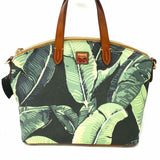 Dooney & Bourke Coated Canvas Black Green Dome Banana Leaf Satchel