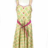 VOODOO VIXEN Women's Chartreuse Size XL Belted Plaid Dress