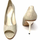Gucci Women's Stone Size 40/9.5 Peeptoe Leather Guccissima Pumps