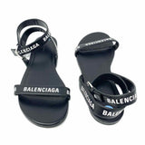 BALENCIAGA Women's Black Size 6 Ankle Strap Logo Sandals