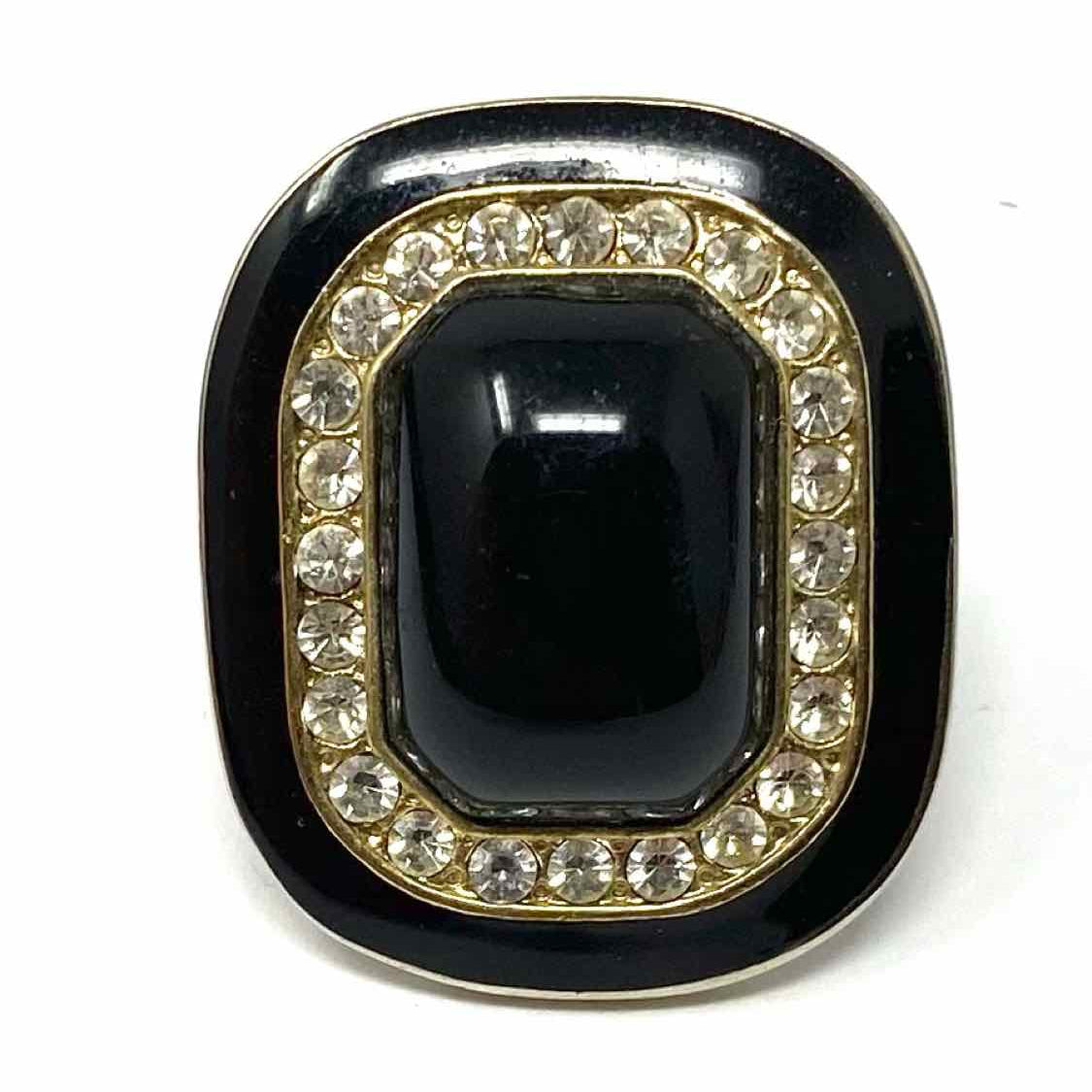 Black Rectangle 1" Crystal Earrings