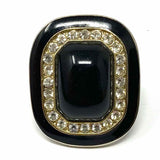 Black Rectangle 1" Crystal Earrings