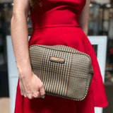 Polo Ralph Lauren Glen Plaid Coated Canvas Brown Houndstooth Clutch