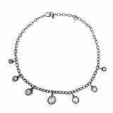 CATHERINE POPESCO Metal Pewter Rhinestone Drops Necklace