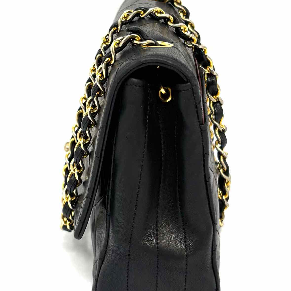 Chanel 1994-96 Medium Single Flap Black Quilted Lamb Leather France Shoulder Bag