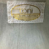 TONI Vintage White Rectangle Chevron Leather Wristlet