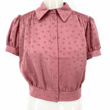 Favorite Daughter Women's Mauve Size S Button Down Polka Dot Short Sleeve Top