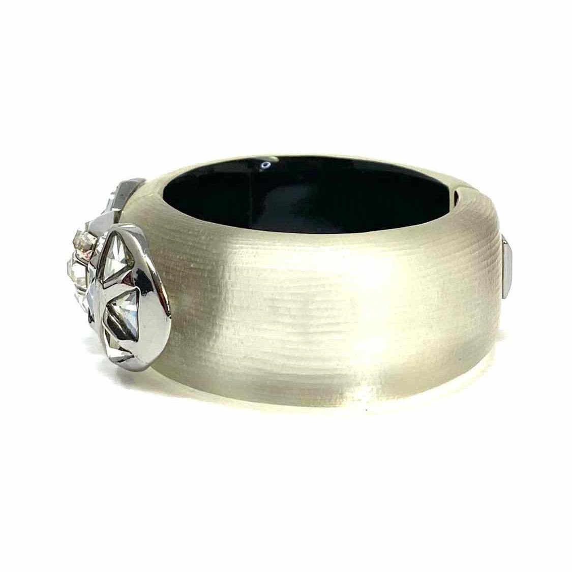Alexis Bittar Lucite Light Gray Hinged embellished Bangle