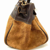 Homer Montecito CaryAll Suede Brown Oversized Color Block Leather Tote