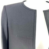 HELMUT LANG Women's Black Size 2 Collarless Wool Blend Mixed Media Jacket