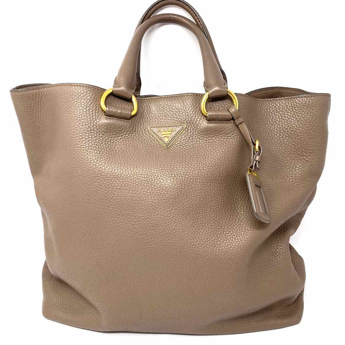 Prada Daino Taupe Pebbled Leather Tote