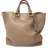Prada Daino Taupe Pebbled Leather Tote