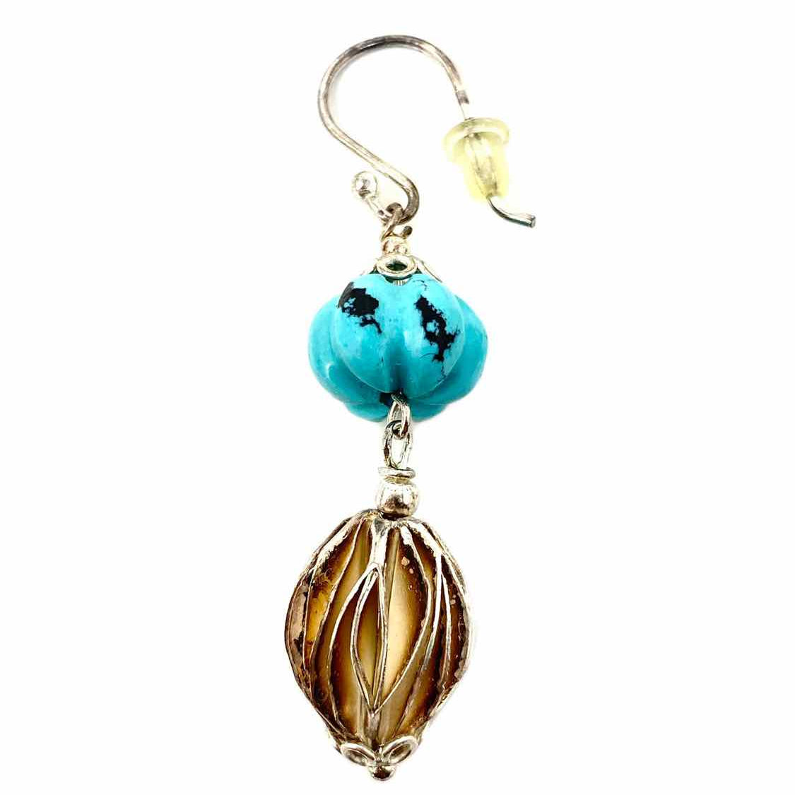 Carolyn Markis Sterling Silver Turquoise Gourd Shape Bead Earrings