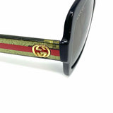 Gucci Black Square Oversized Sunglasses w/ Green/Red Web Side Details