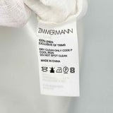 ZIMMERMANN Women's Off-White Size 0 Button Down Linen Ruffled Short Sleeve Top