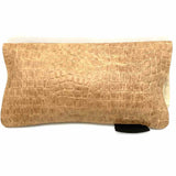 Clare V. Beige Foldover Croc Embossed Leather Clutch