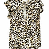 J Crew Women's Brown Beige Size S Keyhole Leopard Print Sleeveless