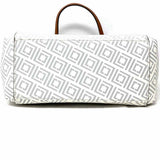 Liz Claiborne Coated Canvas White / Gray Abstract Tote