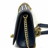 STELLA McCARTNEY Navy White Woven vegan leather Made in Italy Crossbody