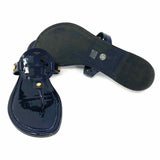 Tory Burch Miller Women's Navy Size 8 Patent Leather Logo Flip-Flops