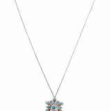 Estate 925 Sterling Silver Blue Pendant 18" Snowflake Blue Topaz Necklace