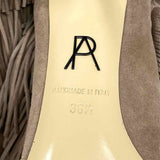 Paul Andrew Toas Women's Taupe Size 36.5/6.5 Mid calf Suede Fringe Bootie