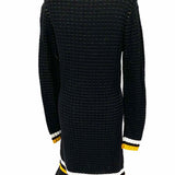 Phillip Lim Women's Black Gold Size L Long Sleeve Knit Stripe Dress