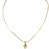 Estate 14K Gold Teardrop 16 in Prasiolite Cube Chain Necklace