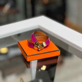 Hermes 2017 Mini Kelly Alligator Leather Purple Wrap Turnlock Bracelet