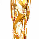 Lafayette 148 Women's Mustard Yellow Size 2 Ruched Marble Dress