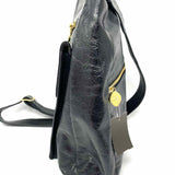 Calleen Cordero Black Sling Crackle Leather Crossbody