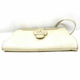 I. Magnin Cream Buckle Leather Crossbody Clutch