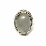 Estate size 7 925 Sterling Silver Oval Cabochon Moon Stone Ring