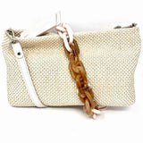 Gianni Chiarini Raffia Cream Zip Top Woven Crossbody