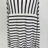 Eileen Fisher Women's Navy/White Size 3X Scoop Neck Stripe Long Sleeve