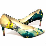 Betty Muller Women's Green Blue Size 8 Pointed Floral Pumps