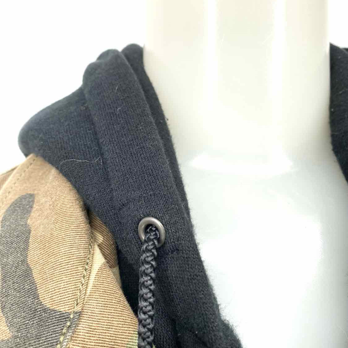 R13 Abu Men's Green Brown Size M Layered Hooded  Camoflauge Jacket