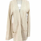 johnny was Women's Cream Size S Open Front Cashmere Linen Blend Knit Cardigan