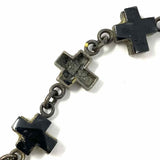 Estate .925 Sterling Silver Cross 8" Enamel Bracelet