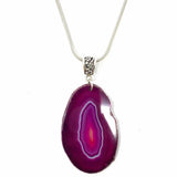 Statement 925 Sterling Silver Purple Pendant 18" Agate Necklace