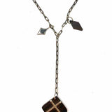 Statement .925 Sterling Silver Wood Charm 25" Chain Necklace