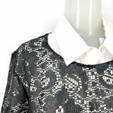 Elizabeth and James The Carnie Women's Blk White Size L Layered Lace Long Sleeve