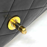 Chanel 1994-96 Medium Single Flap Black Quilted Lamb Leather France Shoulder Bag