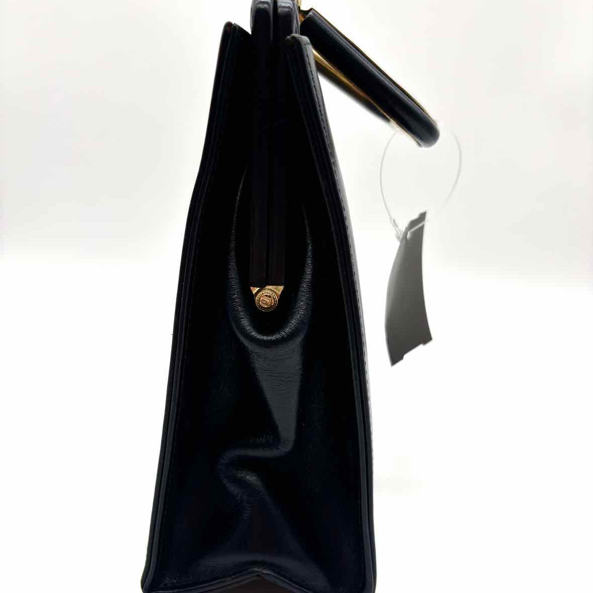Amity Black Top Handle Leather Satchel